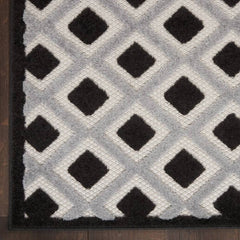 Nourison Modern Geometric Rectangle Area Rug Aloha Black White ALH26 Made In Turkey