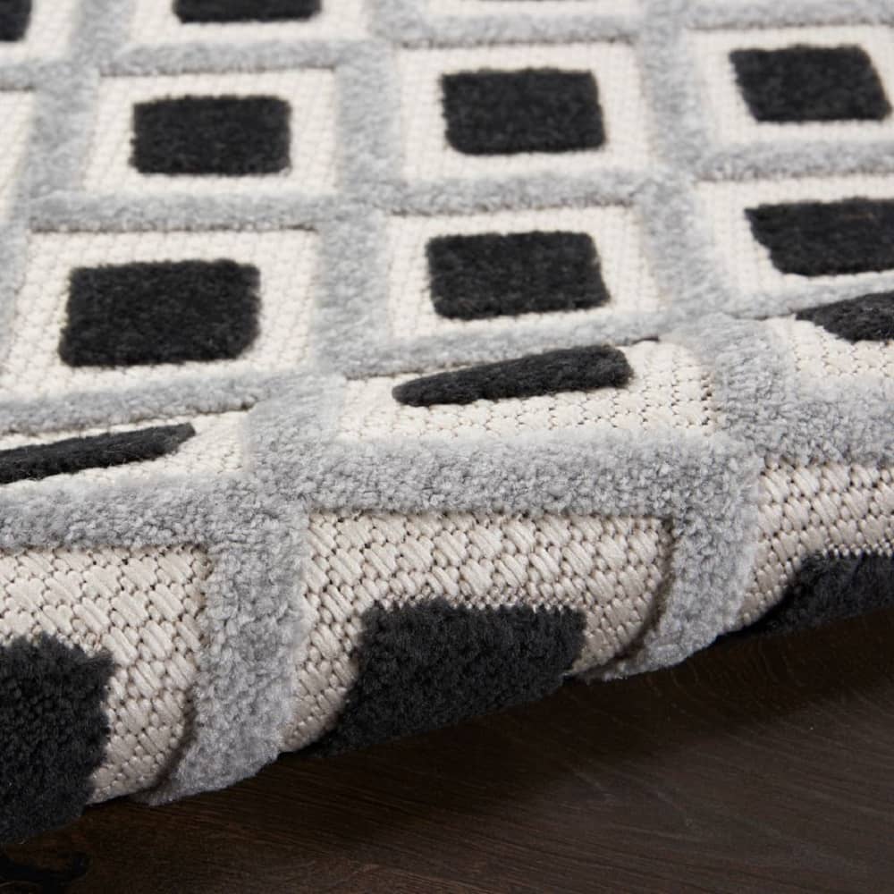 Nourison Modern Geometric Rectangle Area Rug Aloha Black White ALH26 Made In Turkey