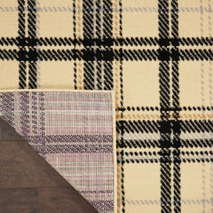 Nourison Rustic Plaid Rectangle Area Rug Grafix Cream Black GRF03 Made In Turkey