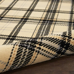 Nourison Rustic Plaid Rectangle Area Rug Grafix Cream Black GRF03 Made In Turkey