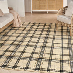 Nourison Rustic Plaid Rectangle Area Rug Grafix Cream Black GRF03 Made In Turkey