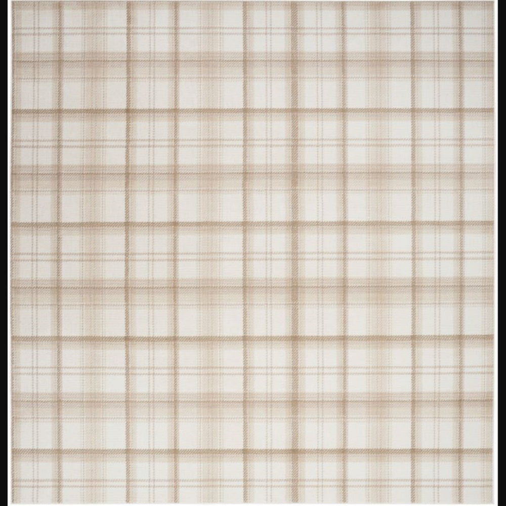 Nourison Rustic Plaid Rectangle Area Rug Grafix Ivory Beige GRF03 Made In Turkey