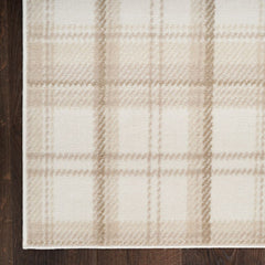 Nourison Rustic Plaid Rectangle Area Rug Grafix Ivory Beige GRF03 Made In Turkey