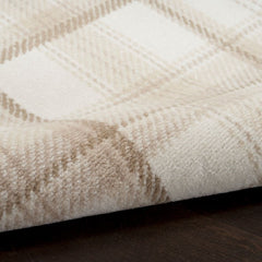 Nourison Rustic Plaid Rectangle Area Rug Grafix Ivory Beige GRF03 Made In Turkey