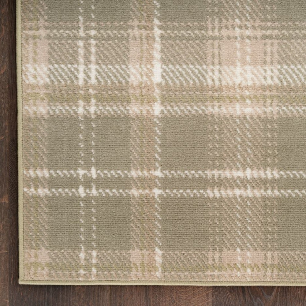 Nourison Rustic Plaid Rectangle Area Rug Grafix Olive GRF03 Made In Turkey