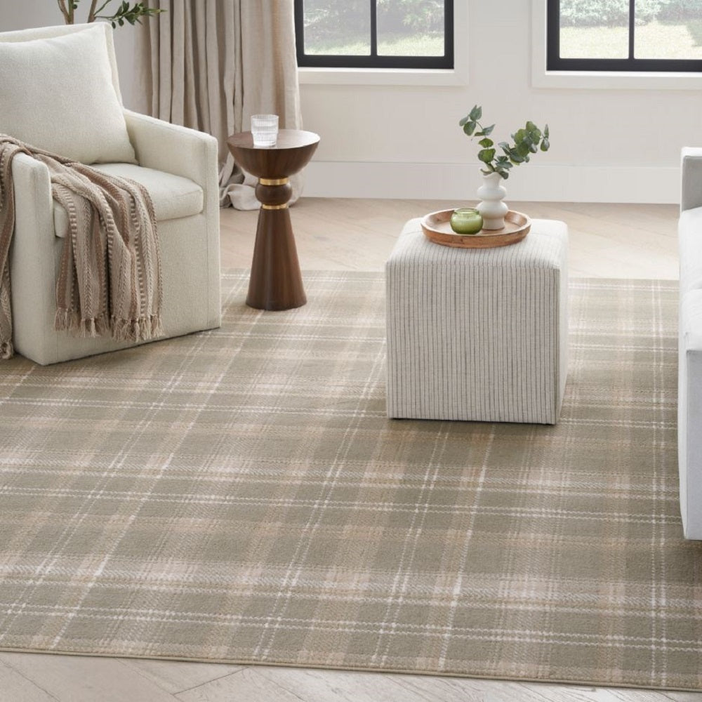 Nourison Rustic Plaid Rectangle Area Rug Grafix Olive GRF03 Made In Turkey