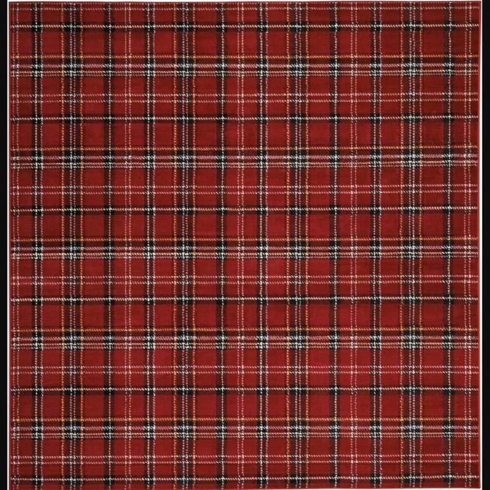 Nourison Rustic Plaid Rectangle Area Rug Grafix Red GRF03 Made In Turkey