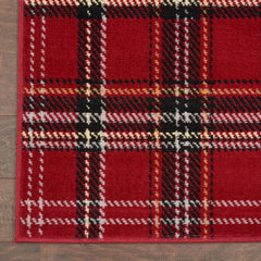 Nourison Rustic Plaid Rectangle Area Rug Grafix Red GRF03 Made In Turkey