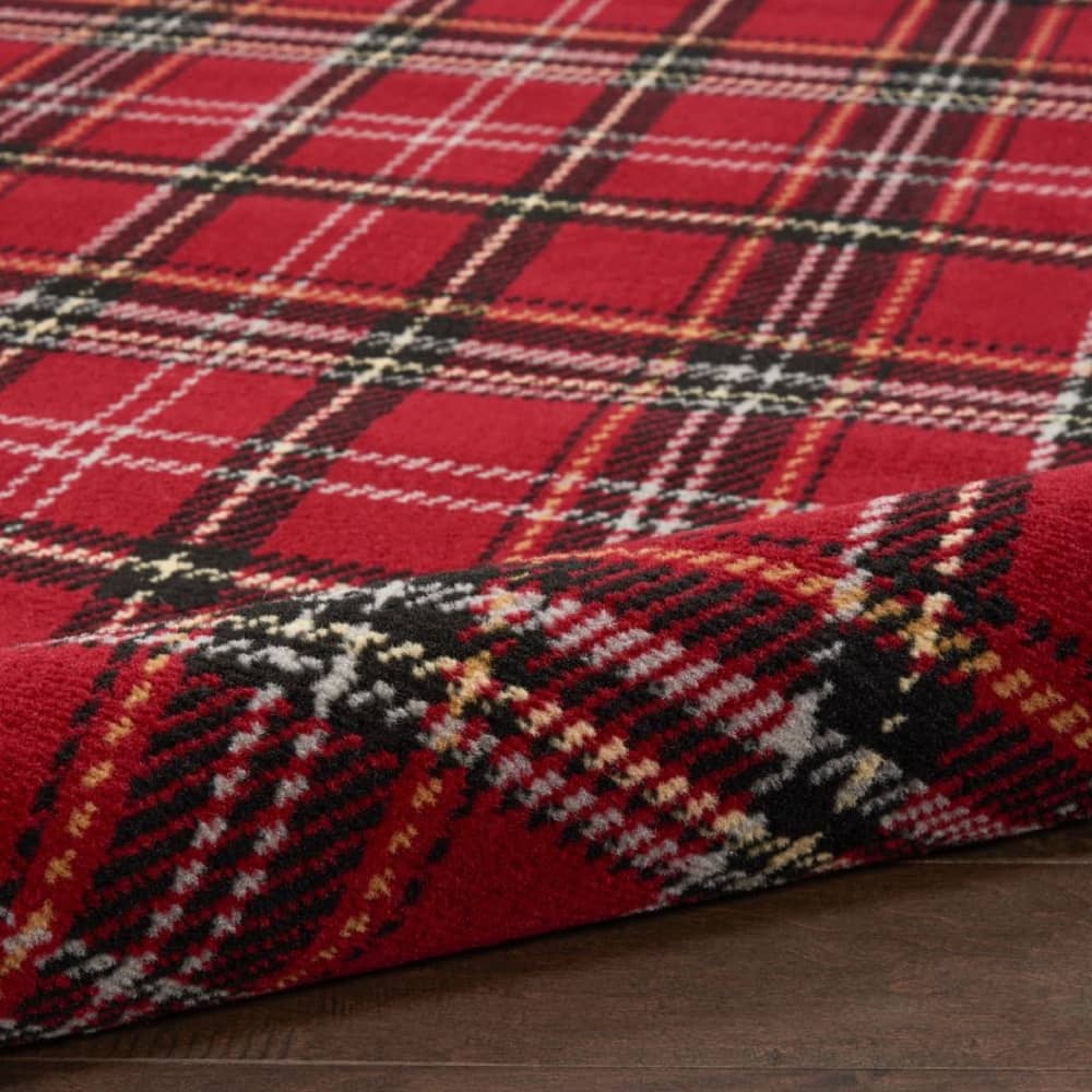 Nourison Rustic Plaid Rectangle Area Rug Grafix Red GRF03 Made In Turkey