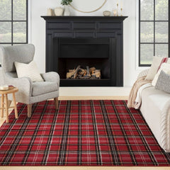Nourison Rustic Plaid Rectangle Area Rug Grafix Red GRF03 Made In Turkey