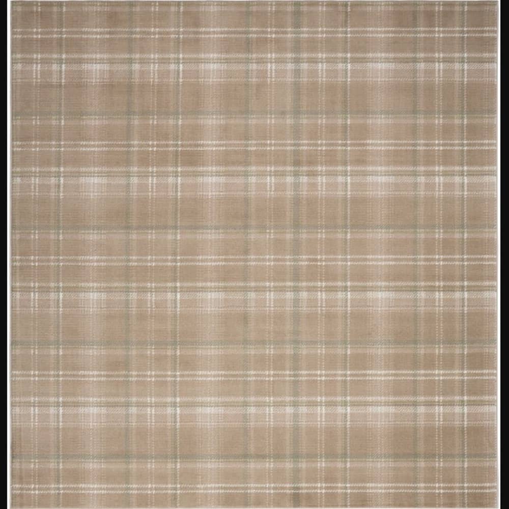 Nourison Rustic Plaid Rectangle Area Rug Grafix Taupe GRF03 Made In Turkey