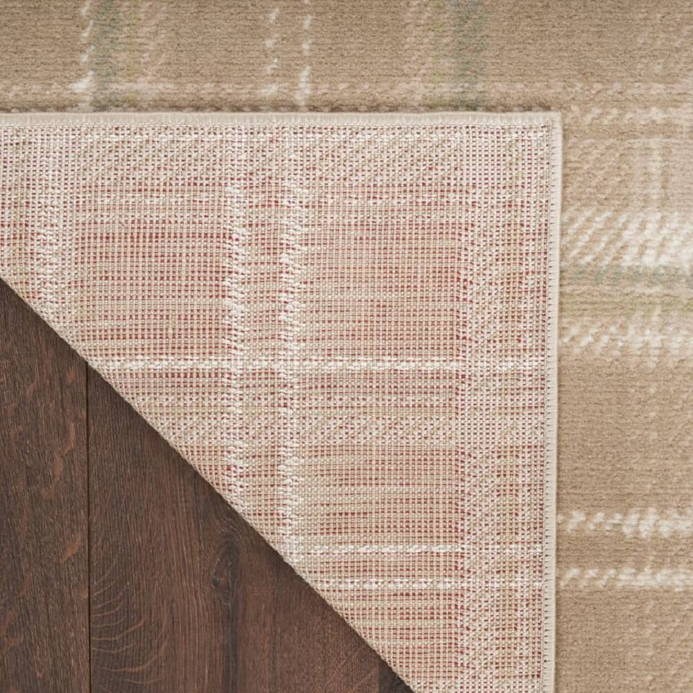 Nourison Rustic Plaid Rectangle Area Rug Grafix Taupe GRF03 Made In Turkey