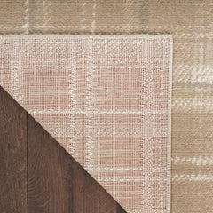 Nourison Rustic Plaid Rectangle Area Rug Grafix Taupe GRF03 Made In Turkey