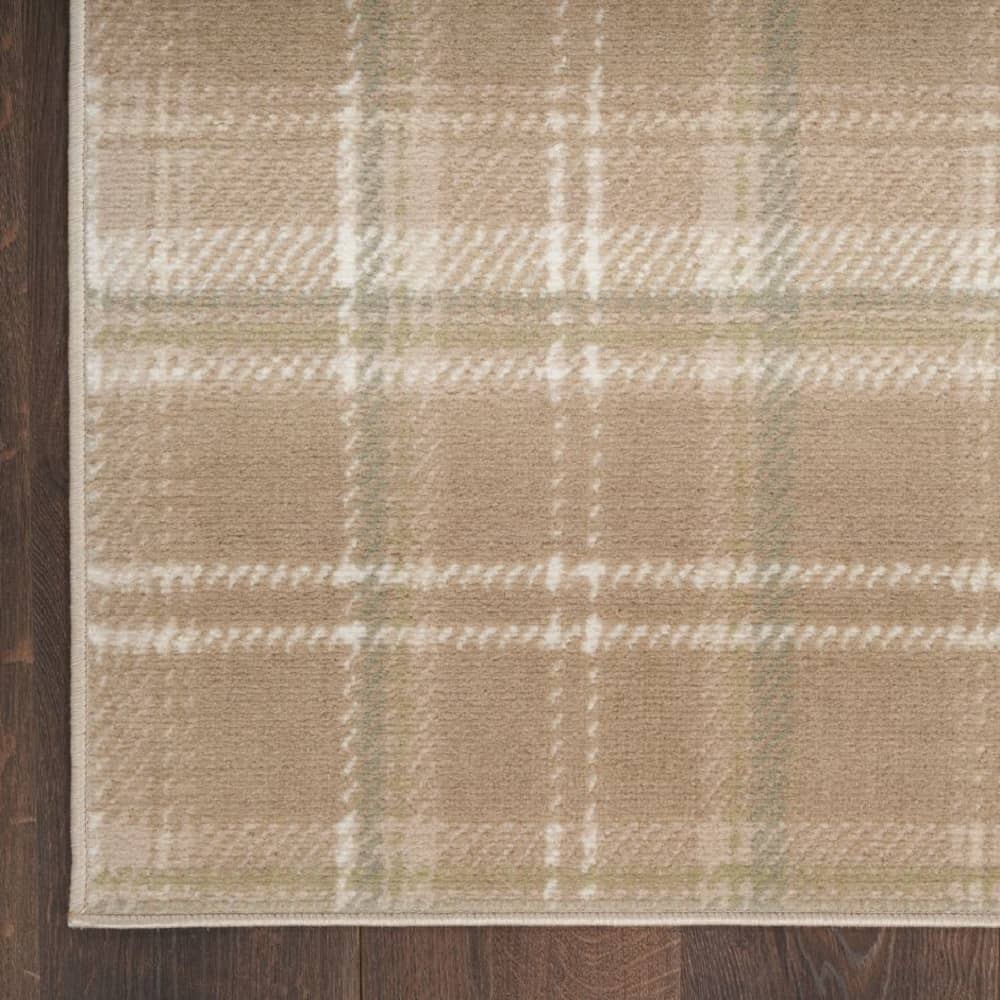 Nourison Rustic Plaid Rectangle Area Rug Grafix Taupe GRF03 Made In Turkey