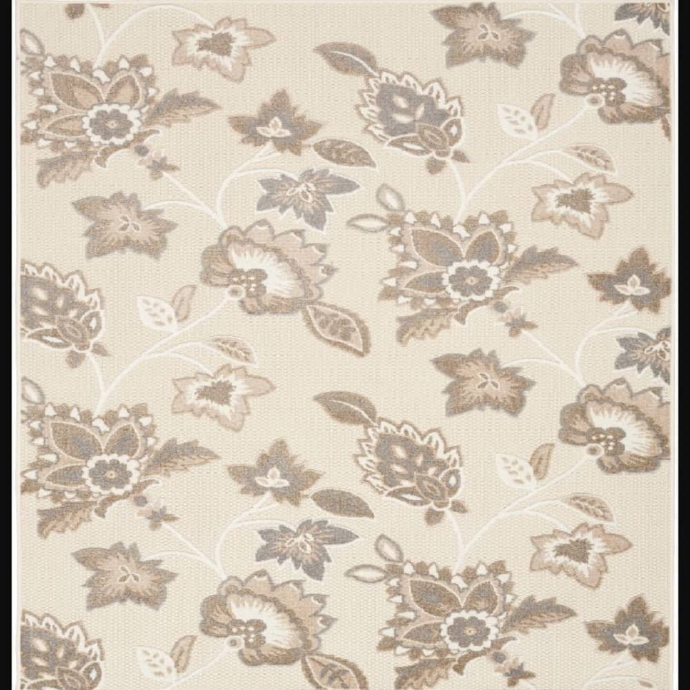 Nourison Sleek Floral Rectangle Area Rug Aloha Beige ALH31 Made In Turkey