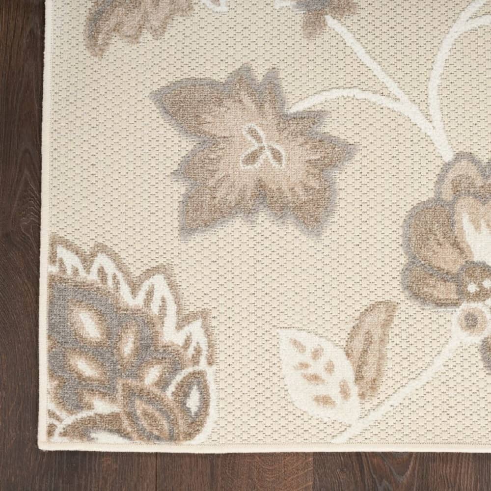 Nourison Sleek Floral Rectangle Area Rug Aloha Beige ALH31 Made In Turkey