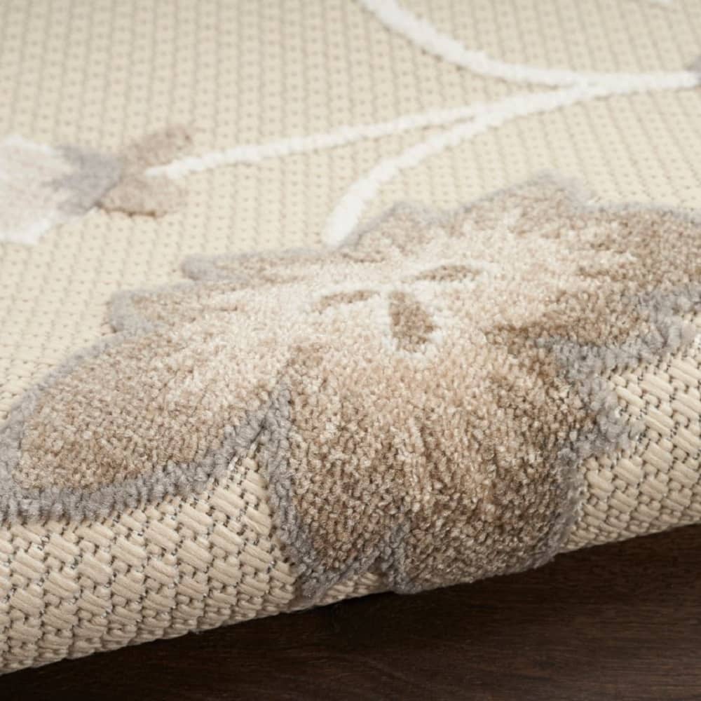 Nourison Sleek Floral Rectangle Area Rug Aloha Beige ALH31 Made In Turkey