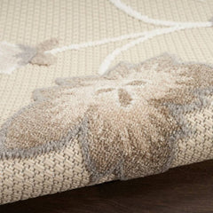 Nourison Sleek Floral Rectangle Area Rug Aloha Beige ALH31 Made In Turkey