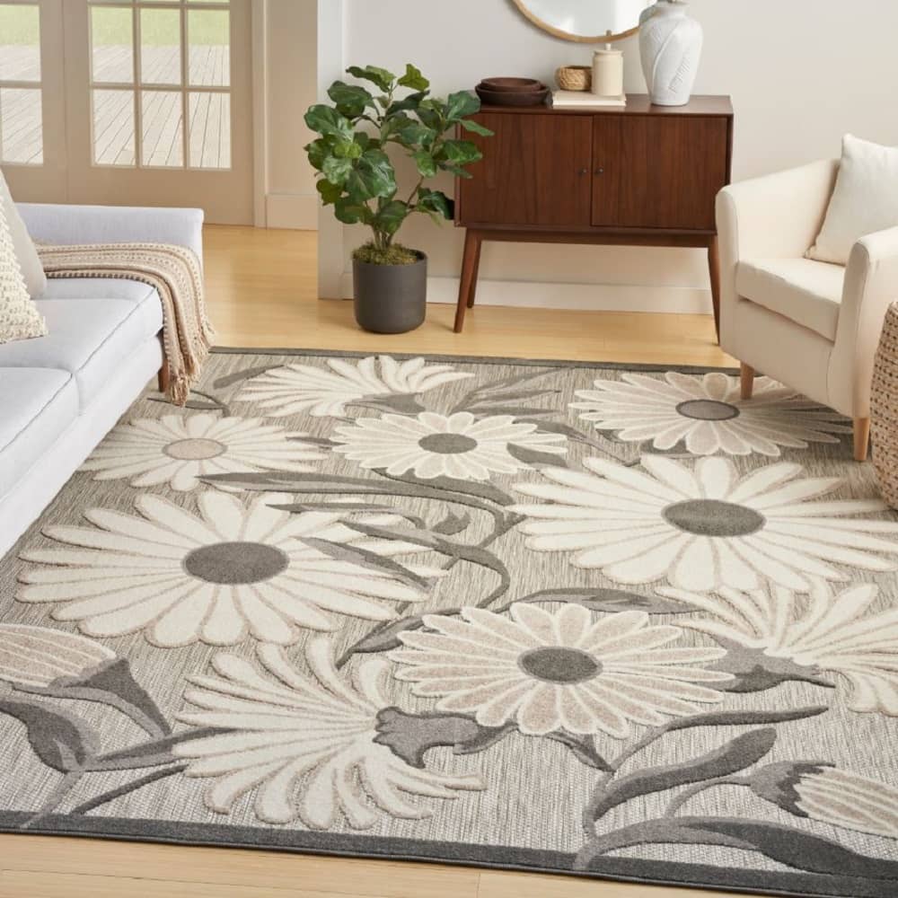 Nourison Sophisticated Floral Rectangle Area Rug Aloha Beige ALH33 Made In Turkey
