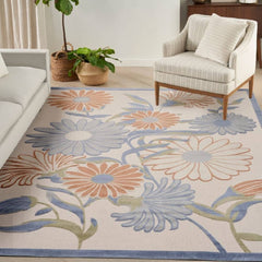 Nourison Sophisticated Floral Rectangle Area Rug Aloha Beige Multicolor ALH33 Made In Turkey