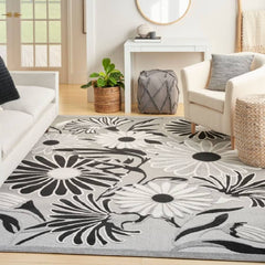 Nourison Sophisticated Floral Rectangle Area Rug Aloha Black ALH33 Made In Turkey