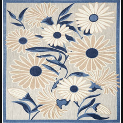 Nourison Sophisticated Floral Rectangle Area Rug Aloha Blue ALH33 Made In Turkey