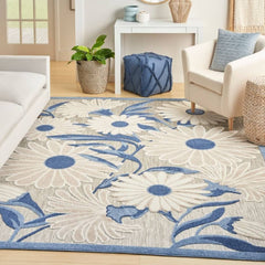 Nourison Sophisticated Floral Rectangle Area Rug Aloha Blue ALH33 Made In Turkey