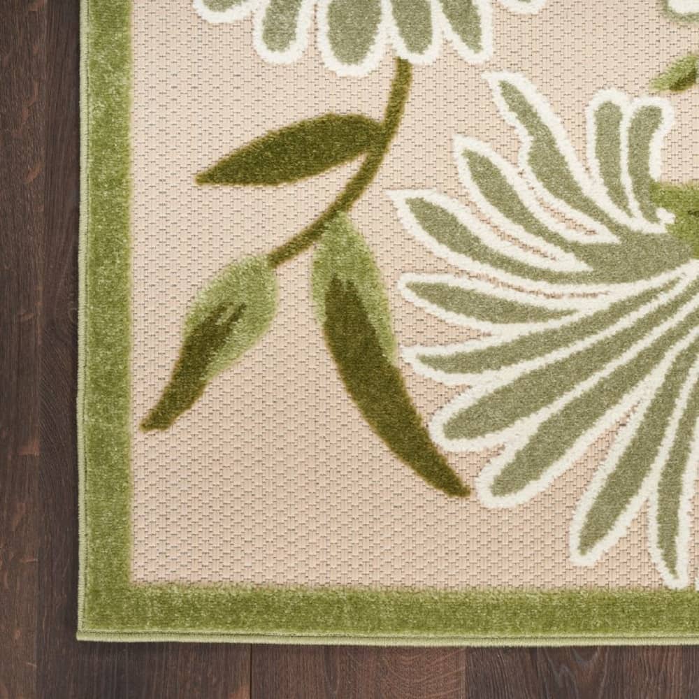 Nourison Sophisticated Floral Rectangle Area Rug Aloha Ivory Green ALH33 Made In Turkey