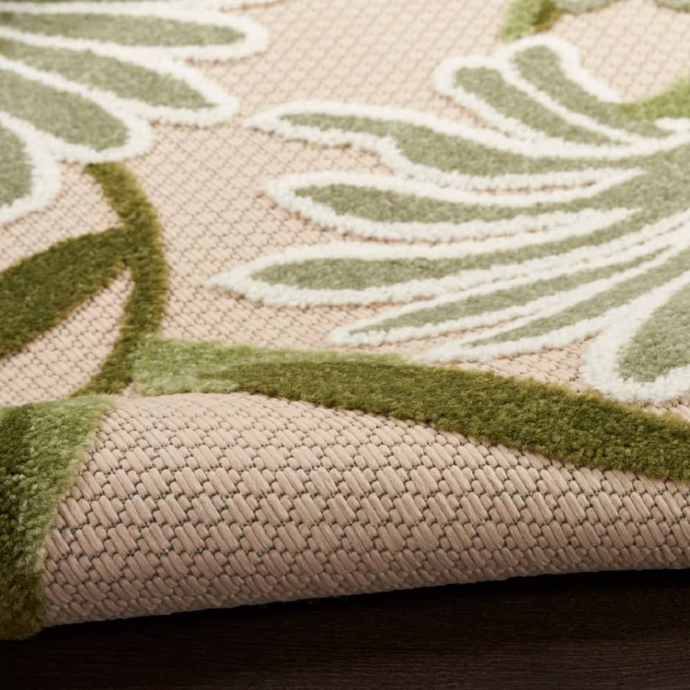 Nourison Sophisticated Floral Rectangle Area Rug Aloha Ivory Green ALH33 Made In Turkey
