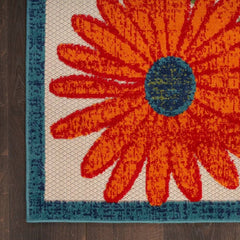 Nourison Sophisticated Floral Rectangle Area Rug Aloha Ivory Multicolor ALH33 Made In Turkey