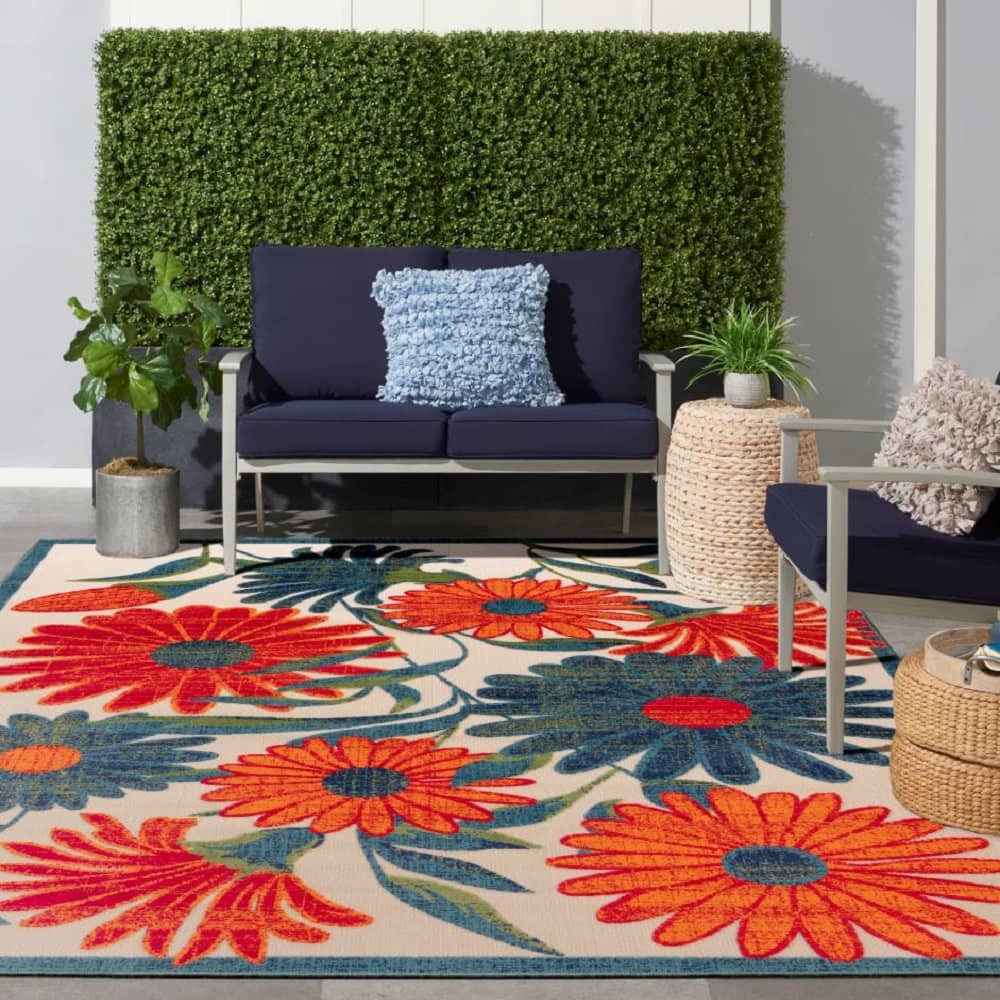 Nourison Sophisticated Floral Rectangle Area Rug Aloha Ivory Multicolor ALH33 Made In Turkey