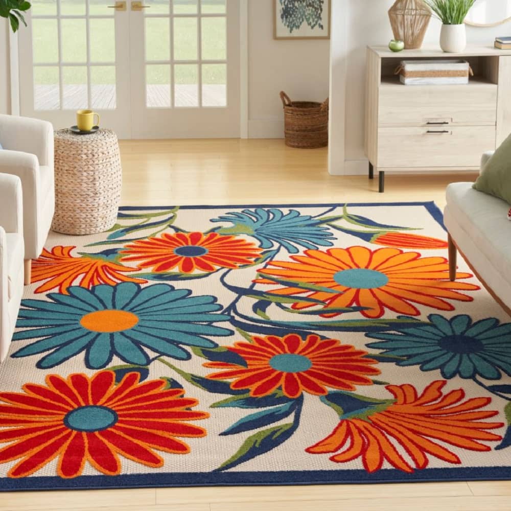 Nourison Sophisticated Floral Rectangle Area Rug Aloha Multicolor ALH33 Made In Turkey