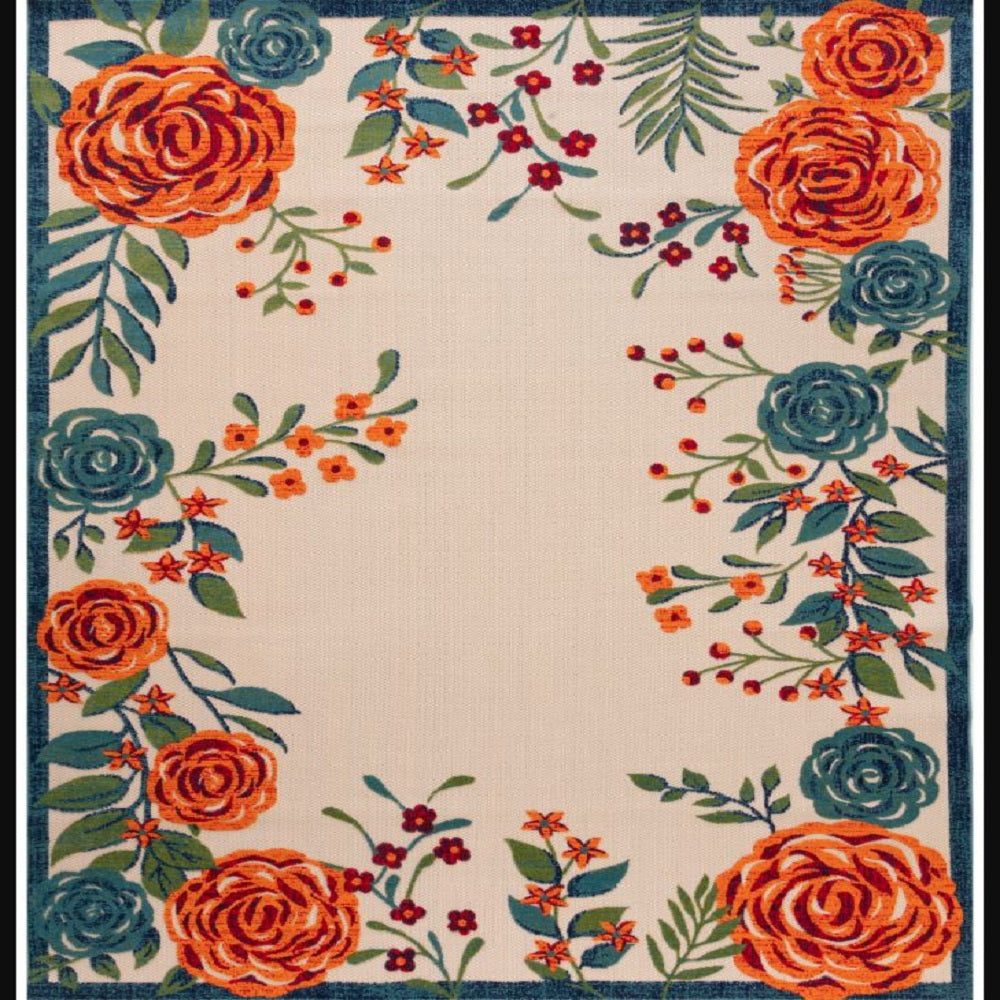 Nourison Stylish Floral Rectangle Area Rug Aloha Ivory ALH32 Made In Turkey