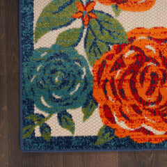 Nourison Stylish Floral Rectangle Area Rug Aloha Ivory ALH32 Made In Turkey