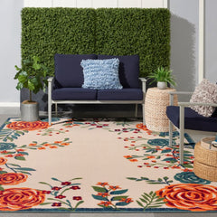 Nourison Stylish Floral Rectangle Area Rug Aloha Ivory ALH32 Made In Turkey