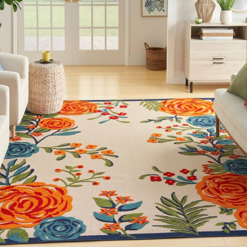 Nourison Stylish Floral Rectangle Area Rug Aloha Multicolor ALH32 Made In Turkey