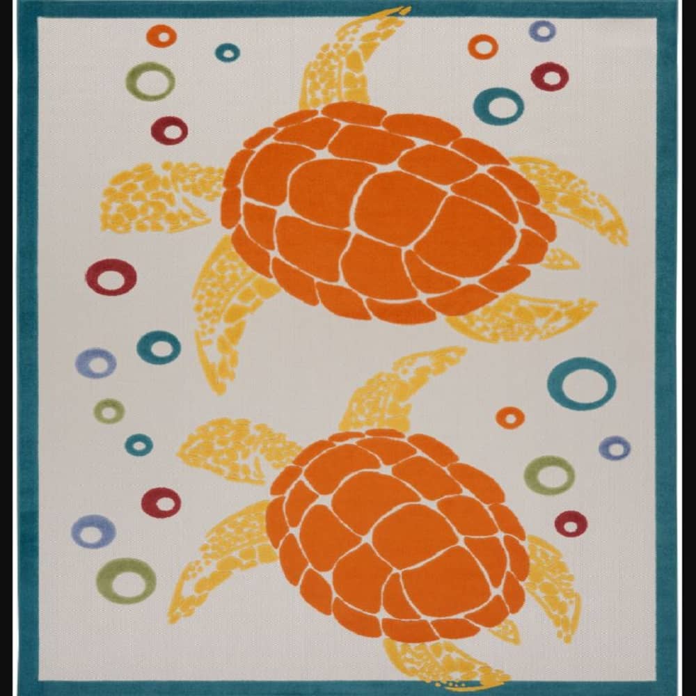 Nourison Trendy Animals Rectangle Area Rug Aloha Teal ALH27 Made In Turkey