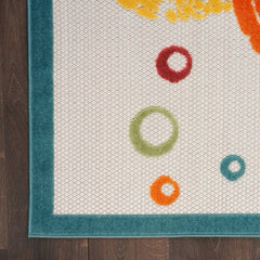 Nourison Trendy Animals Rectangle Area Rug Aloha Teal ALH27 Made In Turkey