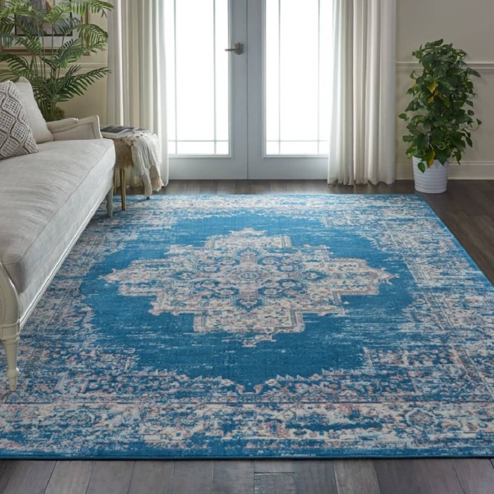 Nourison Vintage Persian Rectangle Area Rug Grafix Blue GRF14 Made In Turkey