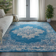 Nourison Vintage Persian Rectangle Area Rug Grafix Blue GRF14 Made In Turkey
