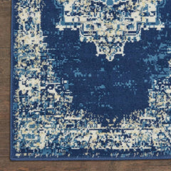 Nourison Vintage Persian Rectangle Area Rug Grafix Navy Blue GRF14 Made In Turkey