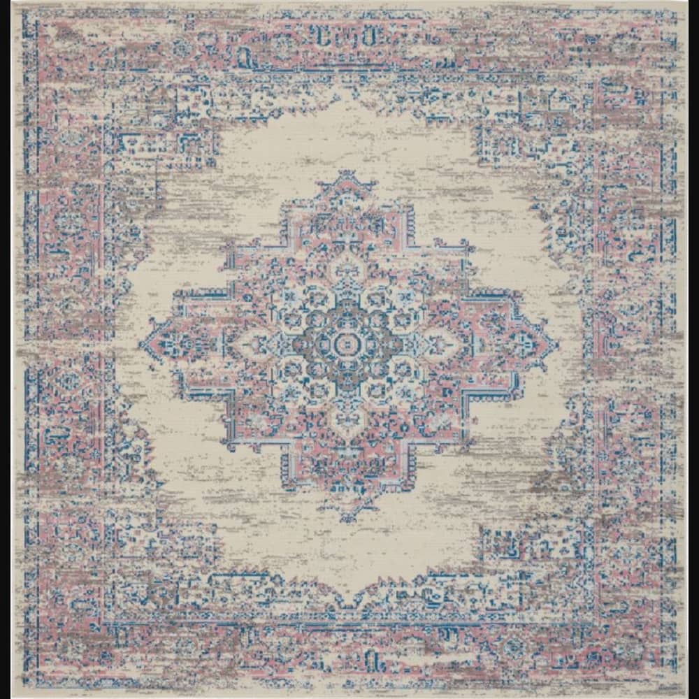 Nourison Vintage Persian Rectangle Area Rug Grafix Ivory Pink GRF14 Made In Turkey