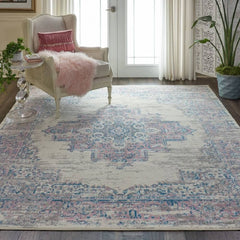 Nourison Vintage Persian Rectangle Area Rug Grafix Ivory Pink GRF14 Made In Turkey