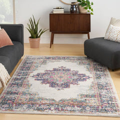 Nourison Vintage Persian Rectangle Area Rug Passion Ivory Blue PSN03 Made In Turkey