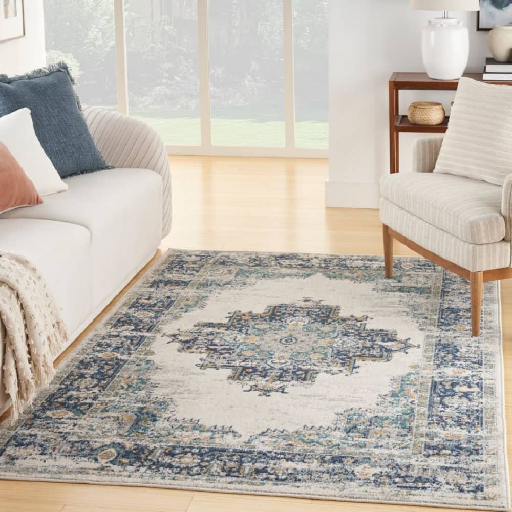 Nourison Vintage Persian Rectangle Area Rug Passion Ivory Grey Blue PSN03 Made In Turkey