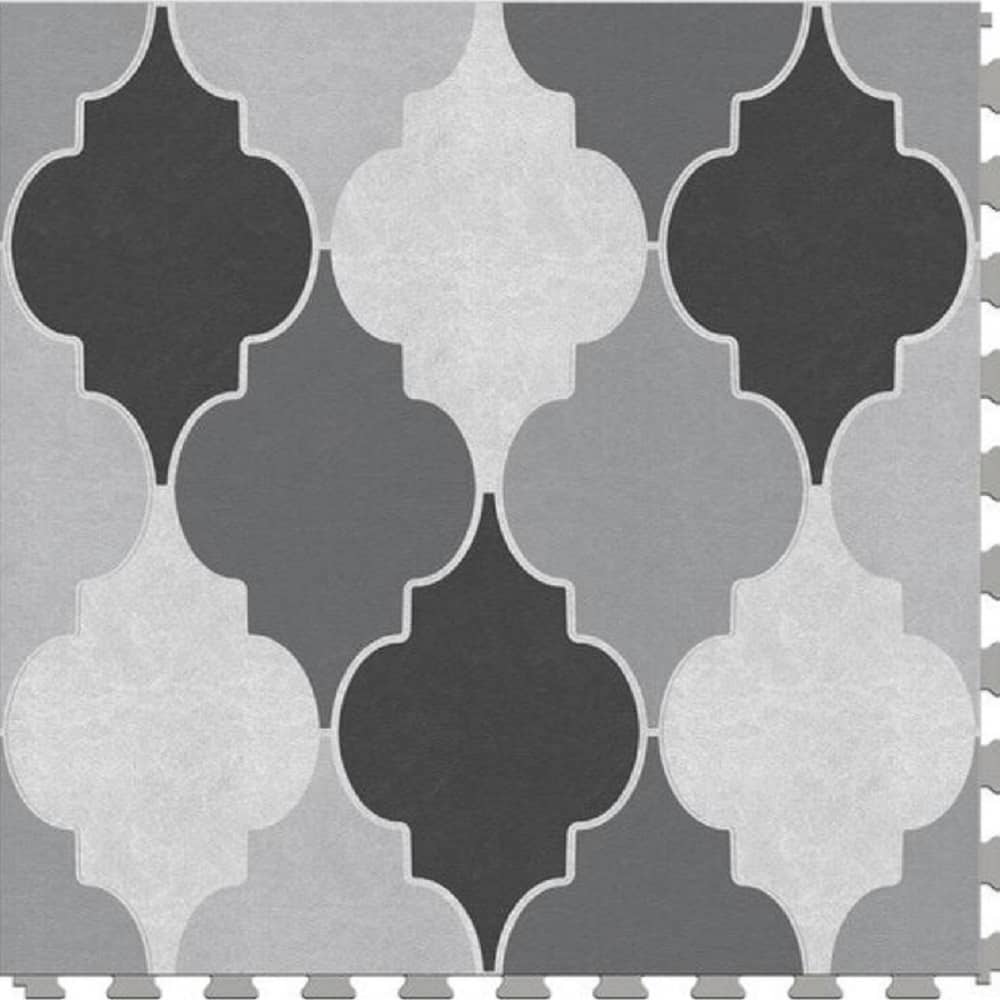 Perfection Margo Geometric Design Luxury Vinyl Tiles  Floating Floors Bisque Broadway Black and White