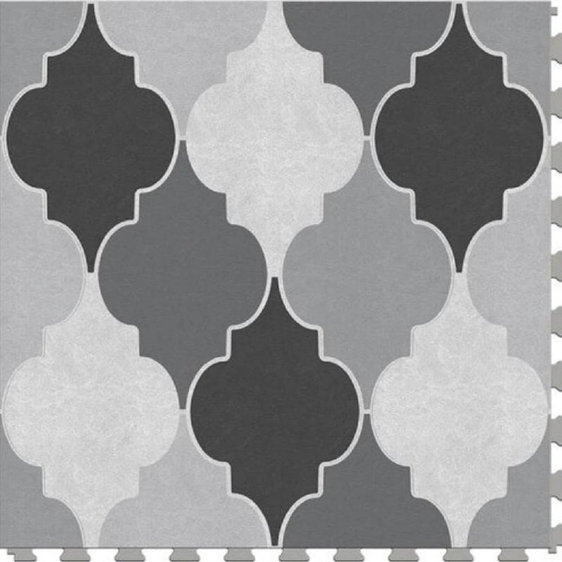 Perfection Margo Geometric Design Luxury Vinyl Tiles  Floating Floors Bisque Broadway Black and White