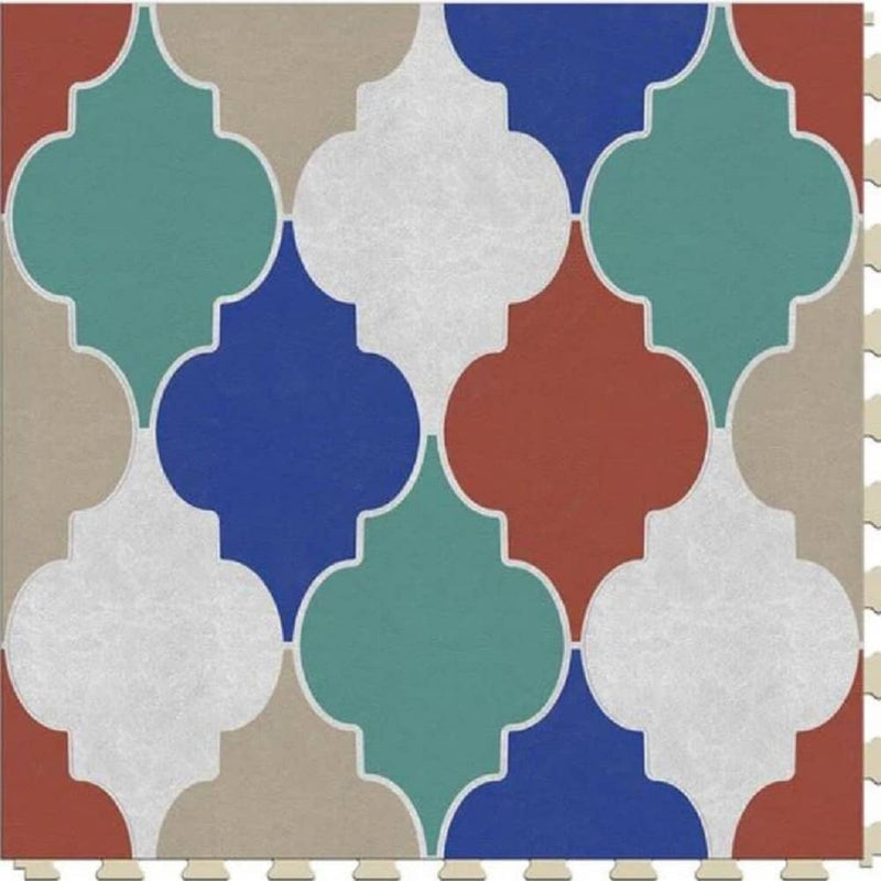 Perfection Margo Geometric Design Luxury Vinyl Tiles  Floating Floors Bisque Royal Multicolor